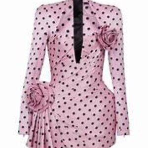 Balmain SS24 Pink Polka Dot Runway Mini Dress 38